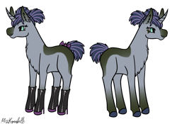 Size: 1750x1224 | Tagged: safe, artist:misskanabelle, imported from derpibooru, oc, oc only, pony, unicorn, boots, chest fluff, crack ship offspring, duo, female, high heel boots, horn, latex, latex boots, magical lesbian spawn, mare, offspring, parent:inky rose, parent:princess luna, shoes, signature, simple background, solo, transparent background, unicorn oc