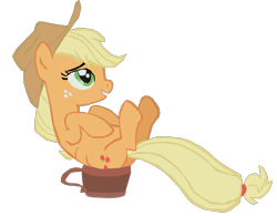 Size: 1280x998 | Tagged: safe, artist:benpictures1, imported from derpibooru, applejack, earth pony, pony, bridle gossip, applejack's hat, bucket, cowboy hat, cute, female, hat, if i fits i sits, inkscape, jackabetes, mare, vector