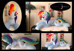 Size: 1280x888 | Tagged: safe, artist:purplenebulastudios, imported from derpibooru, rainbow dash, pony, irl, life size, lying down, photo, plushie, prone, solo