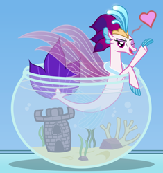 Size: 6539x6969 | Tagged: safe, artist:kmlp, derpibooru exclusive, imported from derpibooru, queen novo, seapony (g4), my little pony: the movie, absurd resolution, female, fishbowl, heart, looking at you, one eye closed, open mouth, smiling, solo, vector, wink, winking at you