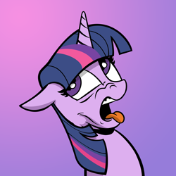 Size: 3000x3000 | Tagged: safe, artist:andypriceart, artist:shadowblazearts, edit, idw, imported from derpibooru, twilight sparkle, alicorn, pony, disgusted, female, gradient background, high res, solo, tongue out