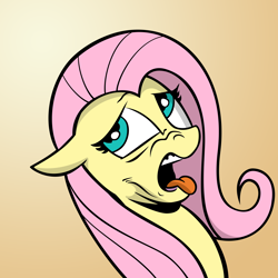 Size: 3000x3000 | Tagged: safe, artist:andypriceart, artist:shadowblazearts, edit, idw, imported from derpibooru, fluttershy, pegasus, pony, disgusted, female, gradient background, high res, recolor, solo, tongue out