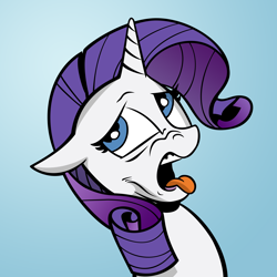 Size: 3000x3000 | Tagged: safe, artist:andypriceart, artist:shadowblazearts, edit, idw, imported from derpibooru, rarity, pony, unicorn, disgusted, female, gradient background, high res, mare, solo, tongue out