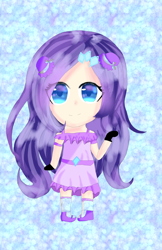 Size: 2658x4096 | Tagged: safe, artist:flatterslay, imported from derpibooru, rarity, human, chibi, clothes, female, humanized, smiling, solo