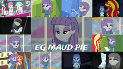 Size: 1280x721 | Tagged: safe, edit, edited screencap, editor:quoterific, imported from derpibooru, screencap, bon bon, flash sentry, lyra heartstrings, maud pie, ringo, sunset shimmer, sweetie drops, equestria girls, equestria girls series, five lines you need to stand in, forgotten friendship, legend of everfree, legend of everfree - bloopers, rainbow rocks, rarity investigates: the case of the bedazzled boot, school of rock, spoiler:eqg series (season 2), camera shot, camp everfree outfits, clothes, female, jacket, leather, leather jacket, lockers, male, open mouth, rarity investigates (eqg): applejack