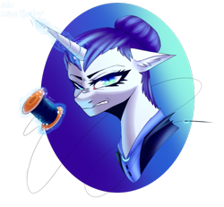 Size: 720x665 | Tagged: safe, artist:citrus-flamingo, imported from derpibooru, rarity, pony, unicorn, alternate hairstyle, alternate timeline, angry, cat eyes, clothes, female, glare, glowing horn, gradient background, gritted teeth, horn, magic, needle, night maid rarity, nightmaid rarity, nightmare takeover timeline, simple background, slit eyes, slit pupils, solo, telekinesis, thread, transparent background