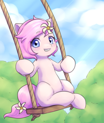 Size: 3047x3585 | Tagged: safe, artist:aquoquoo, imported from derpibooru, oc, oc only, oc:kayla, earth pony, pony, cute, earth pony oc, female, filly, foal, high res, solo, swing