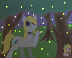 Size: 2500x2000 | Tagged: safe, artist:gray star, derpibooru exclusive, imported from derpibooru, oc, oc:gray star, firefly (insect), insect, female, forest, high res, mare, smiling