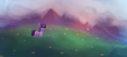 Size: 2223x1000 | Tagged: safe, artist:delta hronum, imported from derpibooru, twilight sparkle, pony, unicorn, beautiful, mountain, scenery, solo, unicorn twilight