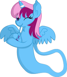 Size: 6109x7026 | Tagged: safe, artist:cyanlightning, imported from derpibooru, oc, oc only, oc:parcly taxel, alicorn, genie, genie pony, pony, albumin flask, .svg available, absurd resolution, bottle, female, floating, holding, mare, one eye closed, simple background, solo, transparent background, vector, wings, wink