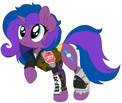 Size: 4826x4065 | Tagged: safe, artist:beigedraws, imported from derpibooru, oc, oc only, oc:stellar trace, pony, unicorn, absurd resolution, armor, armored pony, female, horn, mare, raised hoof, smiling, solo, unicorn oc