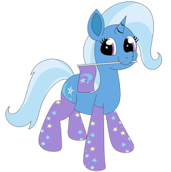 Size: 2498x2521 | Tagged: safe, artist:omegacreeper, edit, editor:edits of hate, editor:unofficial edits thread, imported from ponybooru, trixie, pony, unicorn, /mlp/, clothes, colored, cutie mark, female, flag, flat colors, image, looking at you, mare, mouth hold, narcissism, png, simple background, socks, solo, standing, three quarter view, transparent background, unauthorized edit, unofficial edits thread