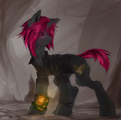 Size: 1024x1017 | Tagged: safe, artist:shimruno, imported from derpibooru, oc, oc only, pony, unicorn, fallout equestria, clothes, fallout, female, horn, jacket, mare, pipbuck, post-apocalyptic, solo