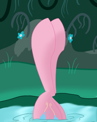 Size: 1588x2000 | Tagged: safe, artist:cycrus, imported from derpibooru, pinkie pie, earth pony, pony, female, fetish, hoof fetish, legs, legs in air, mare, mirror pool, pictures of legs, solo, water