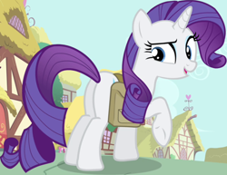 Size: 1104x854 | Tagged: safe, imported from derpibooru, screencap, rarity, pony, unicorn, inspiration manifestation, season 4, bag, butt, cropped, female, mare, plot, raised hoof, rearity, saddle bag, solo