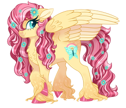 Size: 3160x2700 | Tagged: safe, artist:gigason, imported from derpibooru, oc, oc only, oc:fortune smiles, pegasus, pony, female, flower, flower in hair, flower in tail, high res, magical lesbian spawn, mare, not fluttershy, offspring, parent:fluttershy, parent:pinkie pie, parents:flutterpie, simple background, solo, transparent background