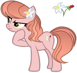 Size: 1236x1180 | Tagged: safe, artist:dayspringsentryyt, imported from derpibooru, oc, oc only, earth pony, pony, female, magical lesbian spawn, mare, offspring, parent:lily valley, parent:roseluck, simple background, solo, transparent background