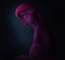 Size: 1871x1730 | Tagged: safe, artist:tenebrisnoctus, imported from derpibooru, tempest shadow, pony, unicorn, atg 2021, broken horn, crying, eyes closed, female, horn, newbie artist training grounds, open mouth, sad, scar, solo