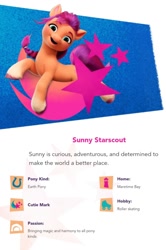 Size: 716x1080 | Tagged: safe, imported from derpibooru, sunny starscout, earth pony, pony, female, g5, introduction, mare, solo
