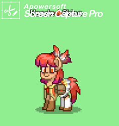 Size: 450x477 | Tagged: safe, imported from derpibooru, earth pony, pony, pony town, bag, female, kaede akino, magia record, mare, obtrusive watermark, ponified, puella magi madoka magica, smiling, solo, soul gem, watermark