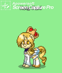 Size: 391x457 | Tagged: safe, imported from derpibooru, alicorn, pony, pony town, clothes, crown, dress, female, holy mami, jewelry, magia record, magical girl, mami tomoe, mare, obtrusive watermark, ponified, puella magi madoka magica, regalia, solo, soul gem, watermark