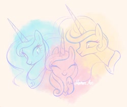 Size: 1542x1295 | Tagged: safe, artist:mn27, imported from derpibooru, princess cadance, princess celestia, princess luna, alicorn, alicorn triarchy, female, mare, royal sisters, siblings, sisters, smiling, trio