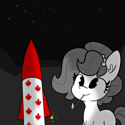 Size: 3000x3000 | Tagged: safe, artist:tjpones, imported from derpibooru, oc, oc only, oc:brownie bun, earth pony, pony, canada day, female, fireworks, high res, mare, match, monochrome, mouth hold, neo noir, partial color, solo, this will end in explosions, this will end in fire, this will end in tears, this will not end well