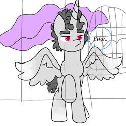 Size: 1080x1080 | Tagged: safe, artist:t.w.magicsparkel.9, imported from derpibooru, oc, oc only, alicorn, pony, alicorn oc, comic, frown, horn, male, raised hoof, solo, stallion, talking, unamused, wings