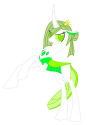 Size: 1600x2305 | Tagged: safe, artist:agdapl, edit, idw, imported from derpibooru, queen chrysalis, changedling, changeling, changeling queen, fiendship is magic, curved horn, female, horn, idw showified, purified chrysalis, rearing, simple background, solo, transparent background