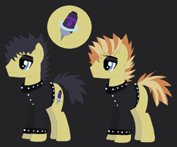 Size: 682x565 | Tagged: safe, artist:somecoconut, imported from derpibooru, oc, oc only, oc:elusive branch, earth pony, pony, black background, clothes, earth pony oc, goth, makeup, male, mohawk, nose piercing, offspring, parent:tree hugger, parent:zephyr breeze, parents:zephyrhugger, piercing, simple background, solo, stallion