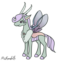 Size: 1554x1500 | Tagged: safe, artist:misskanabelle, imported from derpibooru, oc, oc only, changedling, changeling, changedling oc, changeling oc, crack ship offspring, interspecies offspring, offspring, parent:fleur-de-lis, parent:thorax, signature, simple background, solo, white background