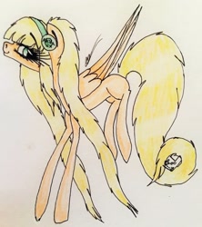 Size: 2319x2611 | Tagged: safe, artist:beamybutt, imported from derpibooru, oc, oc only, pegasus, pony, earmuffs, eyelashes, female, high res, mare, pegasus oc, signature, smiling, traditional art, wings