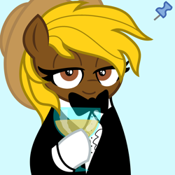 Size: 2048x2048 | Tagged: safe, artist:dtavs.exe, imported from ponybooru, oc, oc:acres, earth pony, pony, acres avatar, alcohol, base used, clothes, hat, holding, lidded eyes, looking at you, rule 63, smiling, suit, tuxedo, whiskey