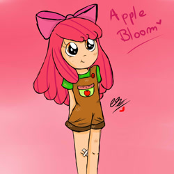 Size: 1133x1133 | Tagged: safe, artist:simpaticasx2, imported from derpibooru, imported from ponybooru, apple bloom, human, :t, adorabloom, cute, humanized, solo