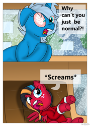 Size: 5339x7465 | Tagged: safe, artist:lynnthenerdkitty, imported from derpibooru, alicorn, pegasus, pony, unicorn, bloodshot eyes, chromia, floppy ears, meme, ponified, screaming, the babadook, windblade