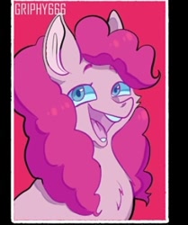 Size: 320x382 | Tagged: safe, alternate version, artist:griphy666, imported from derpibooru, pinkie pie, earth pony, pony, :d, chest fluff, female, mare, open mouth, solo