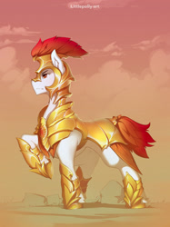 Size: 2100x2806 | Tagged: safe, artist:littlepolly, imported from derpibooru, oc, oc only, oc:sovereign, earth pony, pony, armor, high res, male, solo