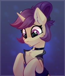 Size: 2640x3061 | Tagged: safe, artist:taneysha, imported from derpibooru, oc, oc only, oc:lavrushka, pony, unicorn, chest fluff, choker, high res, solo