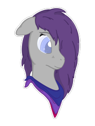 Size: 2595x3407 | Tagged: safe, alternate version, artist:autumnsfur, artist:autumnsfurart, imported from derpibooru, oc, oc only, oc:glitter stone, earth pony, pony, background removed, bisexual pride flag, blushing, bust, earth pony oc, female, hair over one eye, high res, mare, neckerchief, pride, pride flag, simple background, transparent background