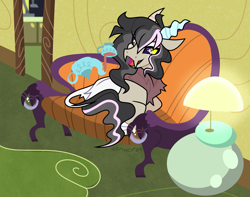 Size: 2543x2000 | Tagged: safe, artist:renhorse, imported from derpibooru, oc, oc only, oc:hurdy gurdy, draconequus, cup, high res, solo, teacup, teapot, upside down