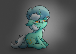 Size: 3351x2378 | Tagged: safe, artist:background basset, imported from derpibooru, lyra heartstrings, pony, unicorn, :c, crying, frown, gray background, high res, sad, simple background, sitting, solo