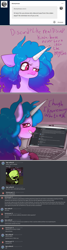 Size: 1280x4761 | Tagged: safe, artist:axollady, artist:axollungz, imported from derpibooru, izzy moonbow, pony, unicorn, ask, computer, discord (program), female, g5, implied discord, implied sunny starscout, laptop computer, mare, solo, tumblr