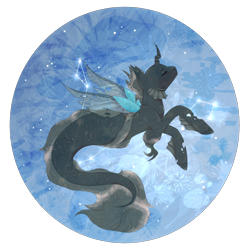 Size: 2500x2500 | Tagged: safe, artist:lebalisa, imported from derpibooru, oc, oc only, oc:tarsi, changeling, changeling oc, constellation, fish tail, high res, pisces, solo, stars, wings, zodiac