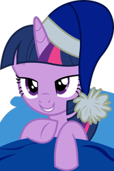 Size: 3454x5159 | Tagged: safe, artist:frownfactory, imported from derpibooru, twilight sparkle, alicorn, pony, power ponies (episode), blanket, hat, horn, nightcap, pillow, simple background, transparent background, twilight sparkle (alicorn), vector