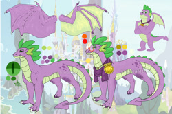 Size: 1280x852 | Tagged: safe, artist:malinraf1615, imported from derpibooru, spike, dragon, glasses, male, older, older spike, reference sheet, solo, winged spike, wings