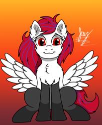 Size: 982x1200 | Tagged: safe, artist:jay_wackal, imported from derpibooru, oc, oc only, oc:droplet rain, pegasus, pony, looking at you, sitting, solo