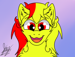 Size: 1600x1200 | Tagged: safe, artist:jay_wackal, imported from derpibooru, oc, oc only, oc:marmalade, pegasus, pony, chest fluff, ear fluff, open mouth, solo