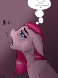 Size: 1795x2398 | Tagged: safe, artist:max_torreto, derpibooru exclusive, imported from derpibooru, pinkie pie, earth pony, pony, crying, cyrillic, depression, despair, pinkamena diane pie, russian, sad, thought bubble