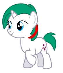 Size: 408x470 | Tagged: safe, artist:kammythepanic, imported from derpibooru, gusty, pony, unicorn, female, filly, g1, g1 to g4, g4, generation leap, raised hoof, raised leg, simple background, smiling, solo, white background