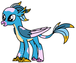 Size: 3436x2847 | Tagged: safe, artist:agdapl, imported from derpibooru, oc, oc only, hippogriff, hippogriffon, hybrid, female, high res, hippogriff oc, interspecies offspring, offspring, parent:gallus, parent:silverstream, parents:gallstream, simple background, smiling, solo, transparent background